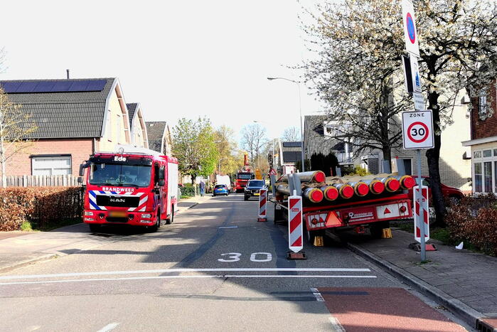Gasleiding geraakt bij graafwerkzaamheden