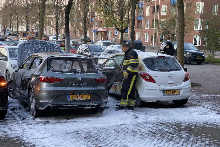 Geparkeerd auto verwoest vanwege brand