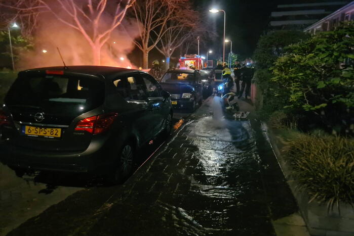 Geparkeerd auto verwoest vanwege brand