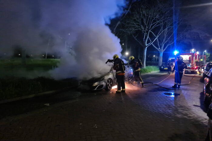 Geparkeerd auto verwoest vanwege brand