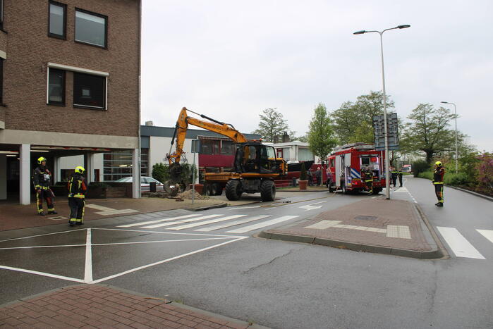 Gasleiding geraakt bij graafwerkzaamheden