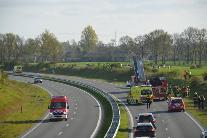Auto schiet over geluidswal en belandt in sloot
