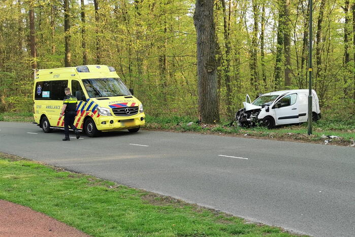 Bestelwagen botst op boom