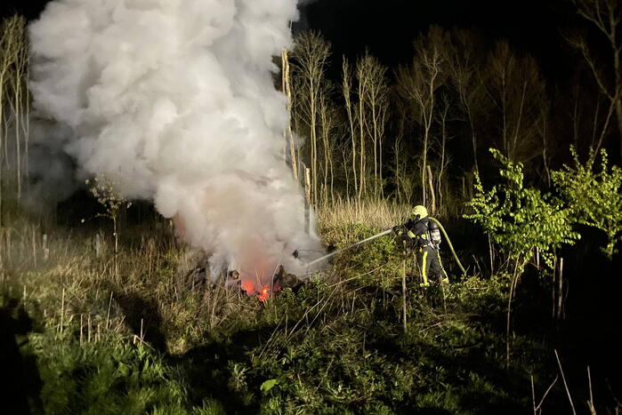 Brandweer bestrijdt forse brand in buitenruimte