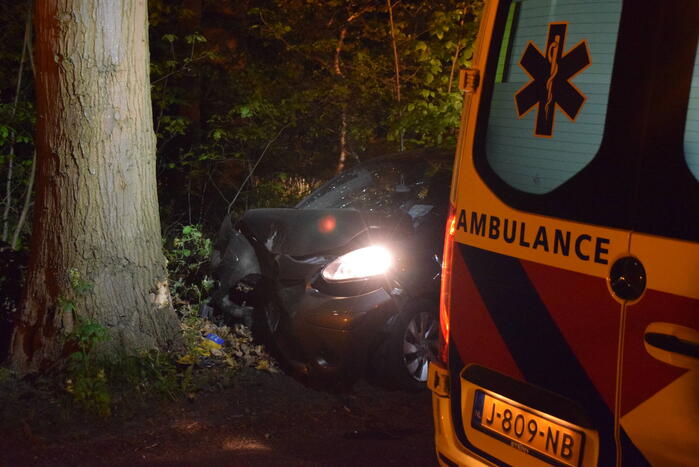 Automobilist rijdt tegen boom