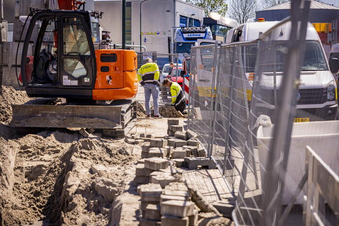 Gasleiding geraakt bij graafwerkzaamheden