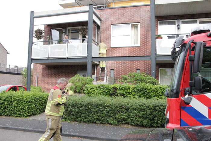 Mus vast in balkonrailing