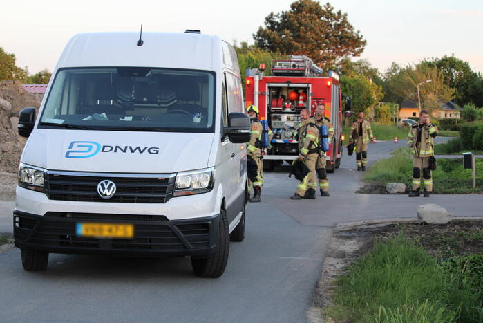 Gasleiding geraakt op bouwterrein
