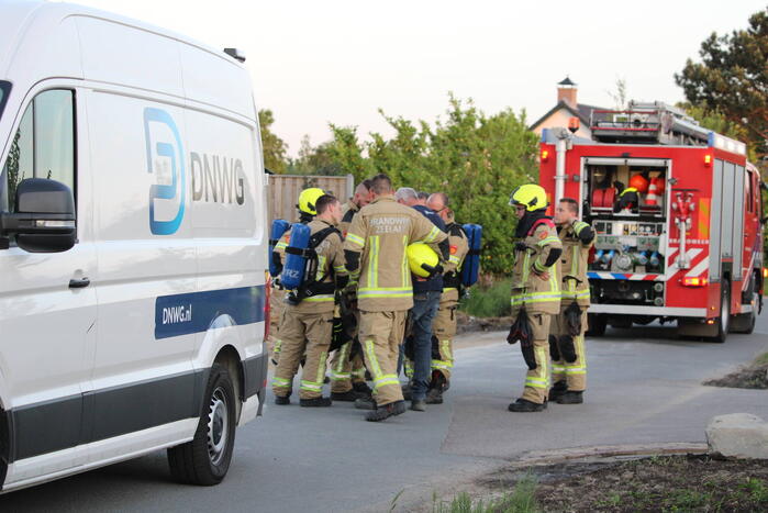 Gasleiding geraakt op bouwterrein