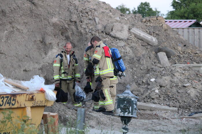 Gasleiding geraakt op bouwterrein