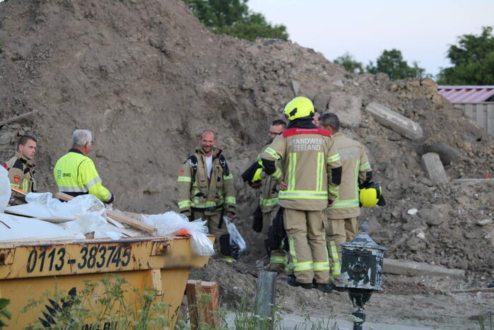 Gasleiding geraakt op bouwterrein