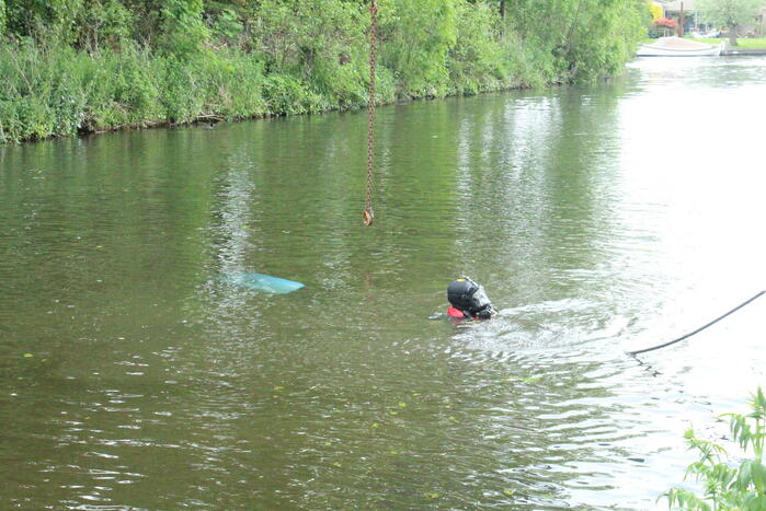 Auto rolt water in na vergeten handrem