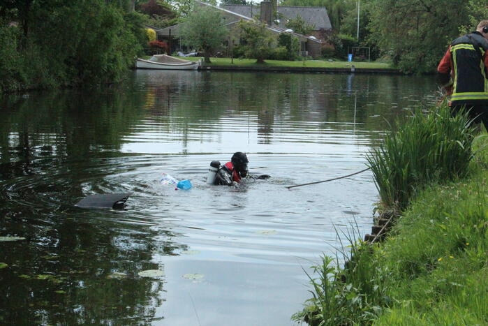 Auto rolt water in na vergeten handrem
