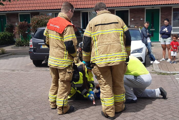 Verzwakte zwaan door brandweer bevrijdt van dakkapel