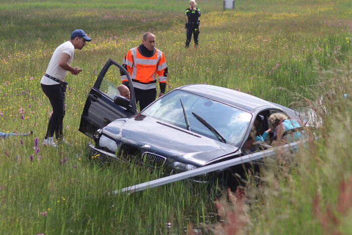 Auto met twee inzittenden belandt in het water