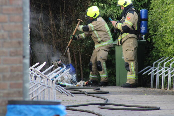Vuilcontainer verwoest vanwege brand
