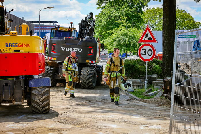 Gasleiding geraakt bij graafwerkzaamheden