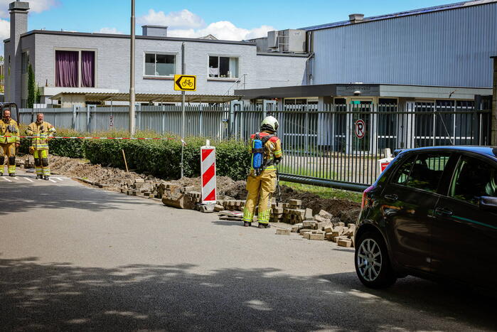 Gasleiding geraakt bij graafwerkzaamheden