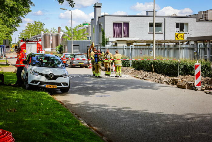 Gasleiding geraakt bij graafwerkzaamheden