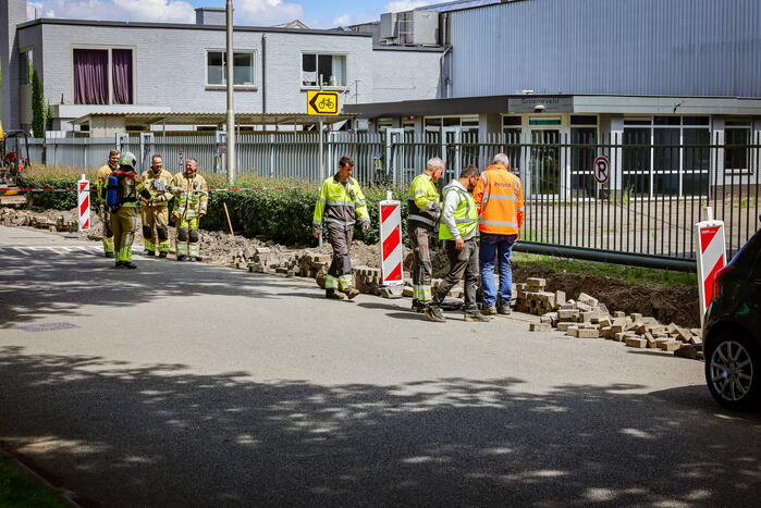 Gasleiding geraakt bij graafwerkzaamheden