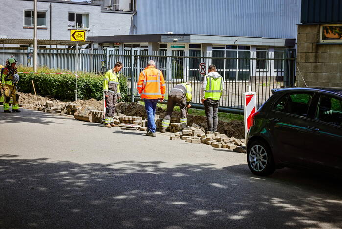Gasleiding geraakt bij graafwerkzaamheden