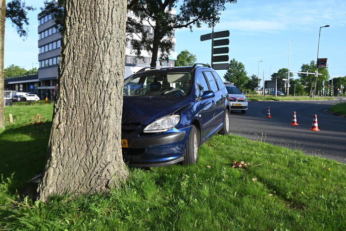 Bestuurder parkeert auto tegen boom en verdwijnt