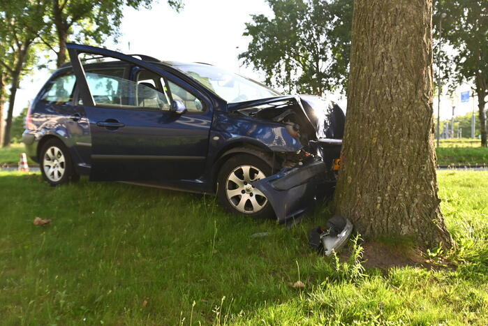 Bestuurder parkeert auto tegen boom en verdwijnt