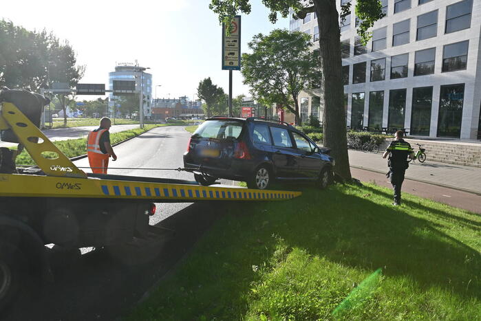 Bestuurder parkeert auto tegen boom en verdwijnt