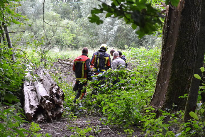 Stapel kranten in brand gestoken in het Gouwebos