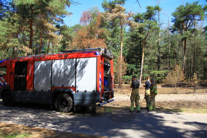 Stuk bosgebied in brand