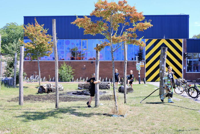 Drie jongens doven buitenbrand