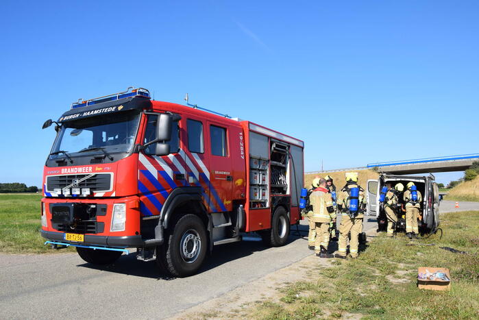 Brand in laadruimte van bestelbus