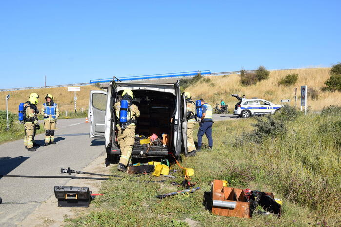 Brand in laadruimte van bestelbus