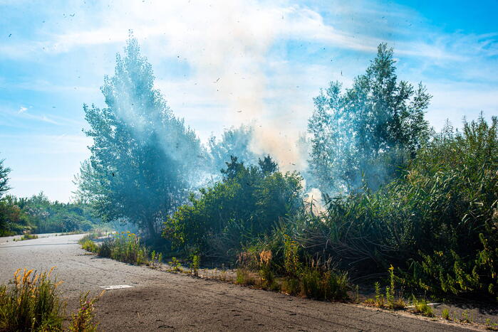 Brandweer blust flinke natuurbrand