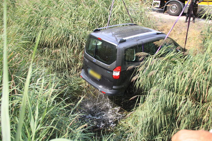 Auto te water geraakt na vergeten handrem