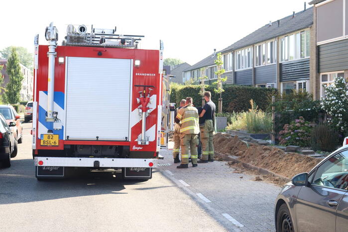 Gasleiding geraakt tijdens graafwerkzaamheden