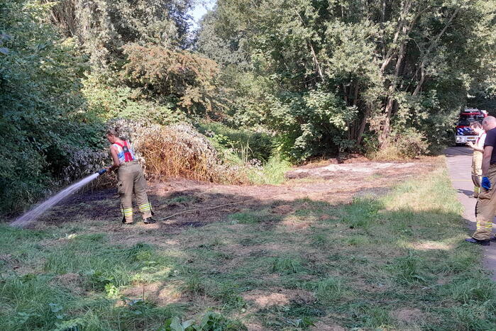 Brandweer blust brandende struiken