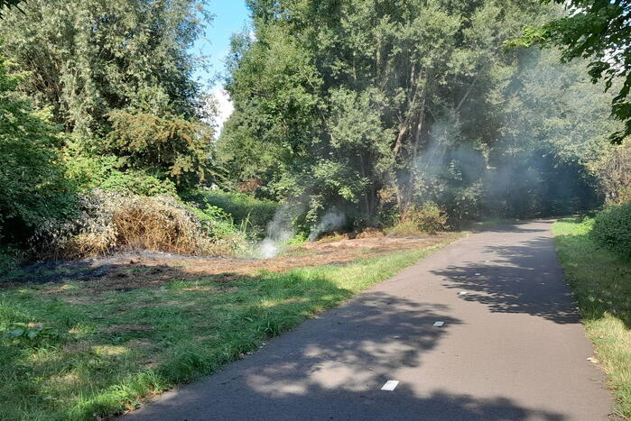 Brandweer blust brandende struiken