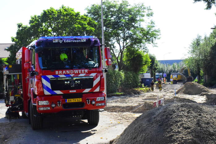 Gasleiding geraakt bij graafwerkzaamheden