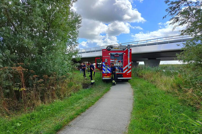 Brand in de berm snel onder controle