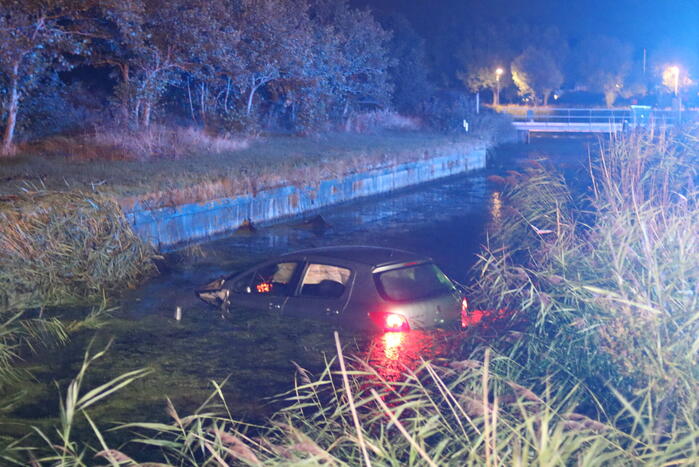 Twee gewonden bij auto te water