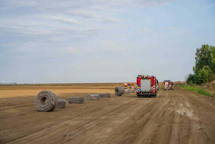 Drainagemachine trekt hoofdgasleiding stuk