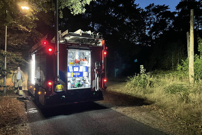 Brandweer blust kleine brand in bos