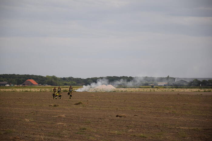 Brand door omploegen van weiland