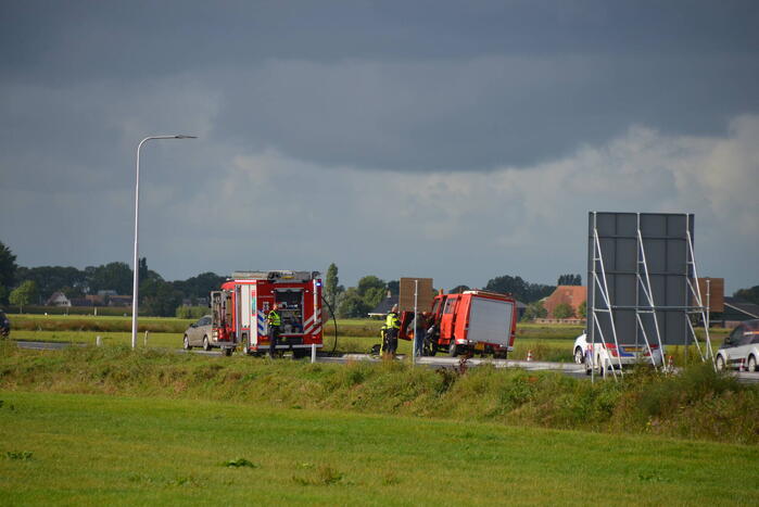 Brand is bestelbus zorg voor flinke file