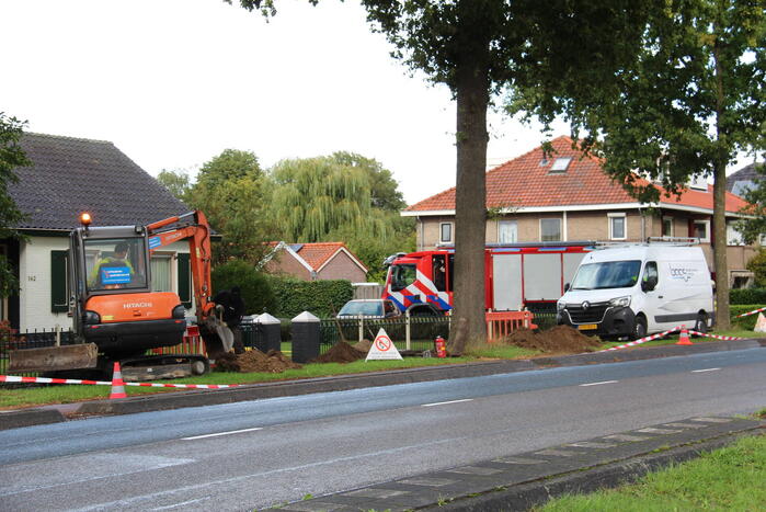 Gasleiding geraakt bij graafwerkzaamheden