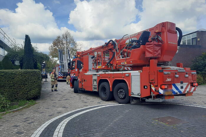 Man vast in boom tijden snoeiwerkzaamheden