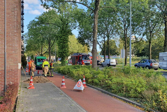 Gaslek door graafwerkzaamheden in Helpman