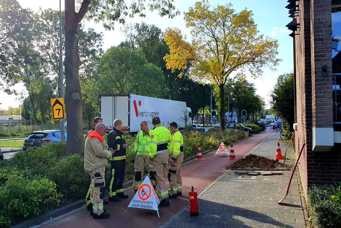 Gaslek door graafwerkzaamheden in Helpman