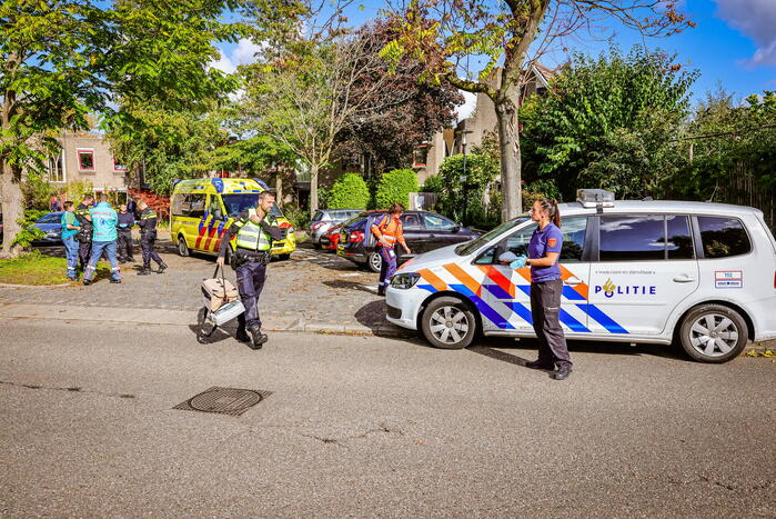Persoon onwel tijdens snoeien van heg